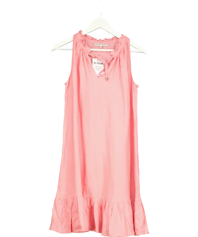 women's wrap dressesHeidi Klein Pink Ruffle Mini Dress 100% Linen UK S