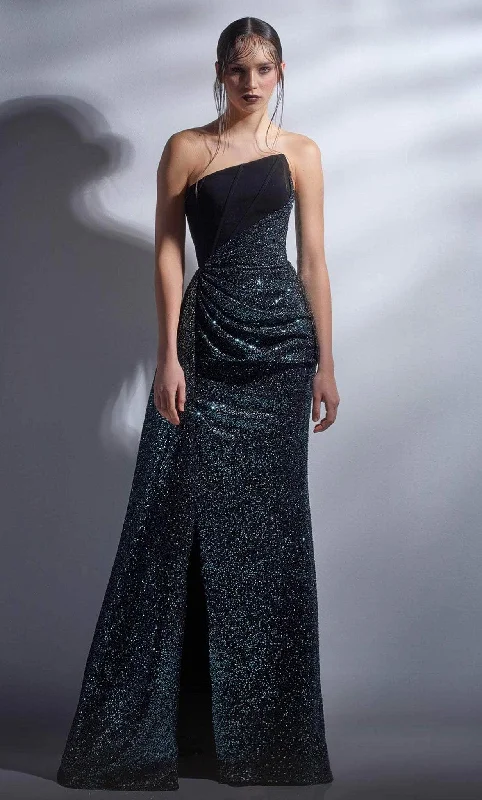 women's fair-trade dressesMNM Couture G1251 - Asymmetrical Glitter Evening Gown