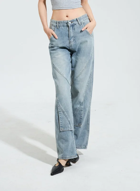 women's high-waisted denim jeansBaggy Jeans IY322