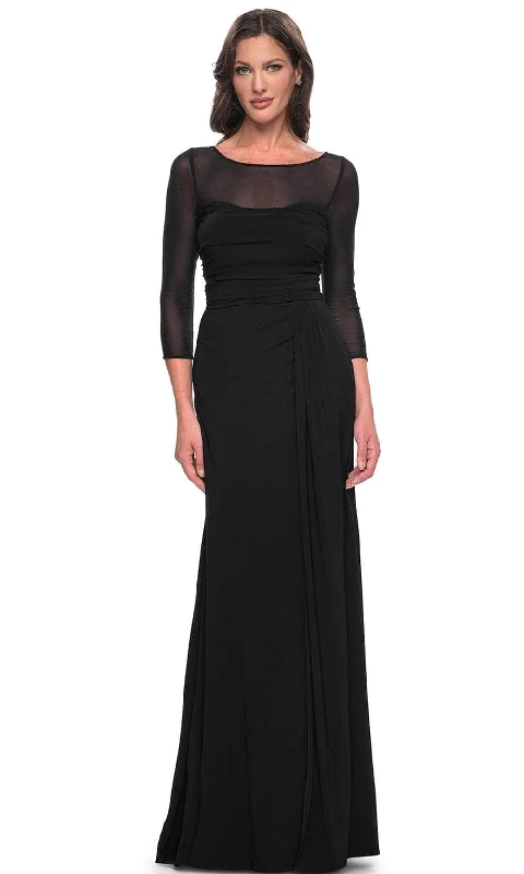 women's bespoke dressesLa Femme 30230SC - Illusion Bateau Jersey Evening Dress