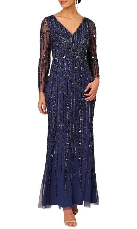 women's solid color dressesAidan Mattox MD1E207928 - Illusion Long Sleeve Evening Gown