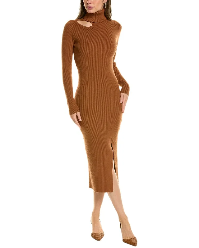 women's stretch dressesReveriee Turtleneck Midi Dress