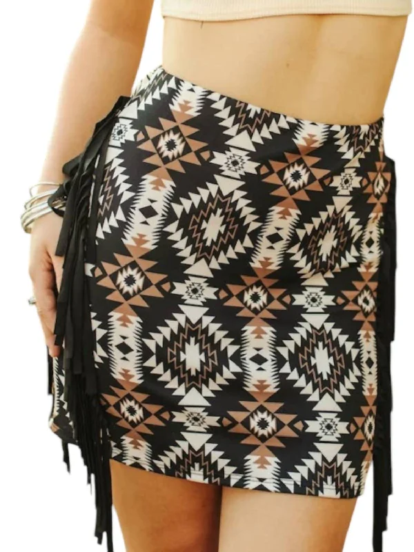 women's party skirtsDark Damsel Aztec Skirt In Black Multi