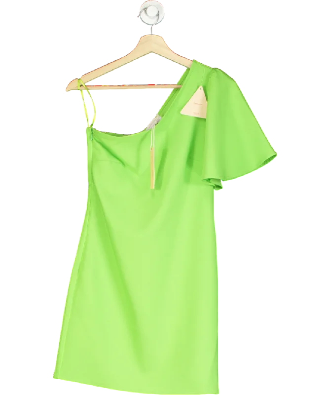 women's petite dressesDancing Leopard Joy One Shoulder Mini Dress In Apple Green UK 6