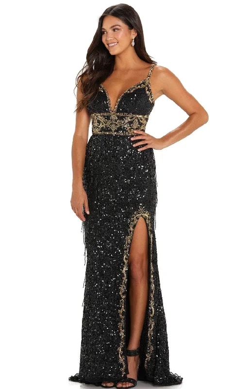 women's cinched-waist dressesAmarra 94120 - Deep Neck Empire Waisted Evening Gown