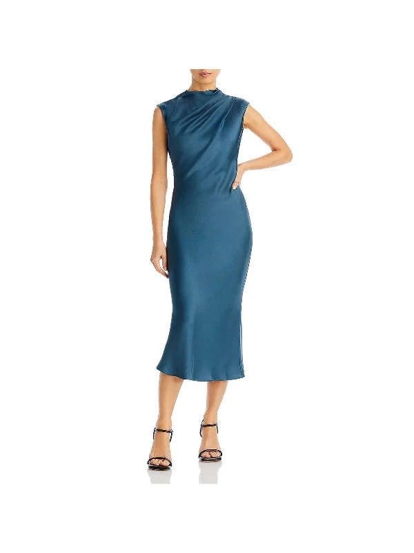 women's ruffle dressesSamantha Womens Silk Sleeveless Midi Dress