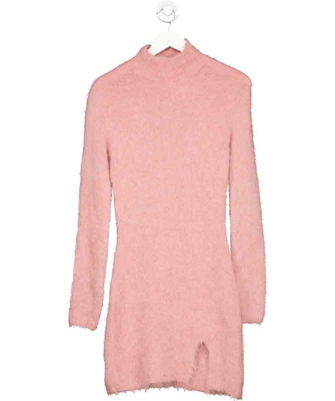 women's ruffle dressesVicolo Pink Mini Dress Alpaca Wool, Polyamide, Virgin Wool, Elastane UK XS/S