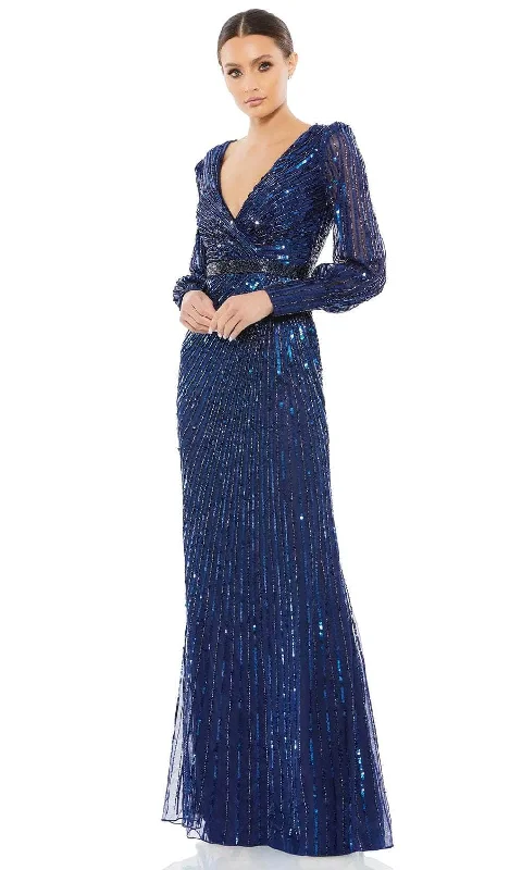 women's wrinkle-resistant dressesMac Duggal 5501 - Long Sleeve Sequin Evening Gown