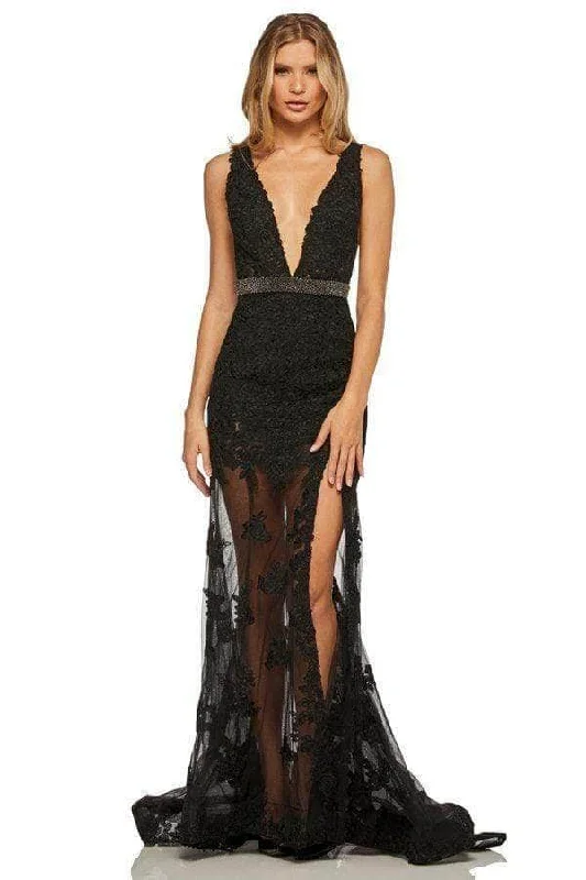 women's statement dressesSherri Hill - Illusion Applique Evening Dress 52875