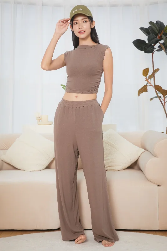 women's figure-flattering business skirtsComfy Lounge Pants in Cedar Brown