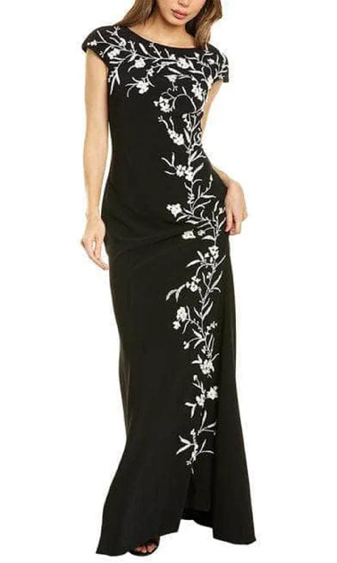 women's sleeveless dressesTheia 8812685 - Floral Beaded Cap Sleeved Evening Gown