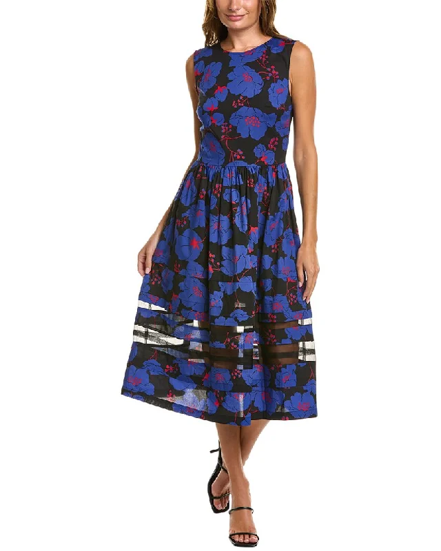 women's statement dressesCarolina Herrera Silk Insert Midi Dress