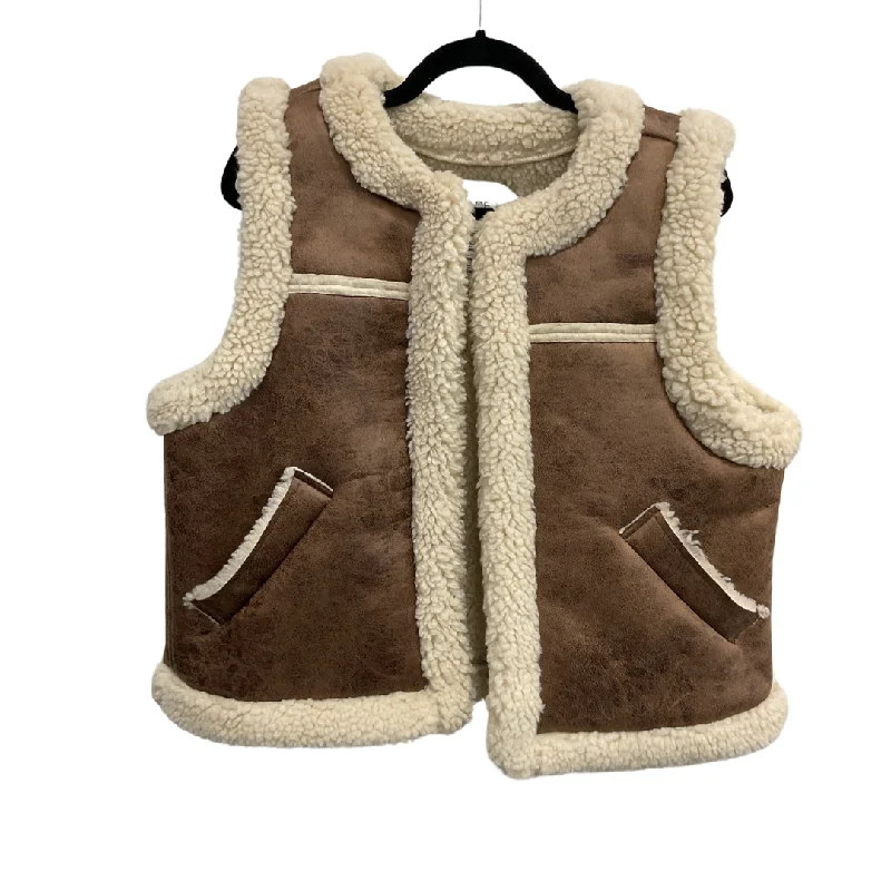 women's coats for relaxed weekendsVest Faux Fur & Sherpa By Loft In Brown & Cream, Size: L