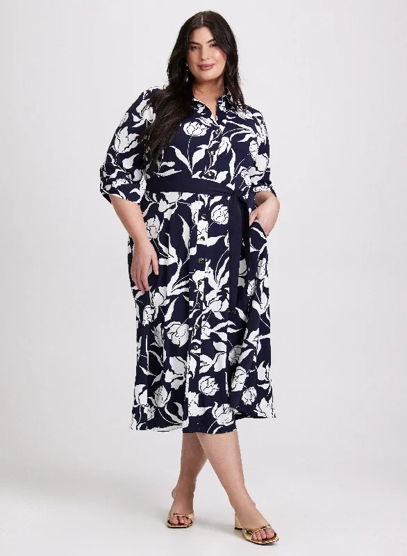 women's one-shoulder dressesFloral Print Midi Dress