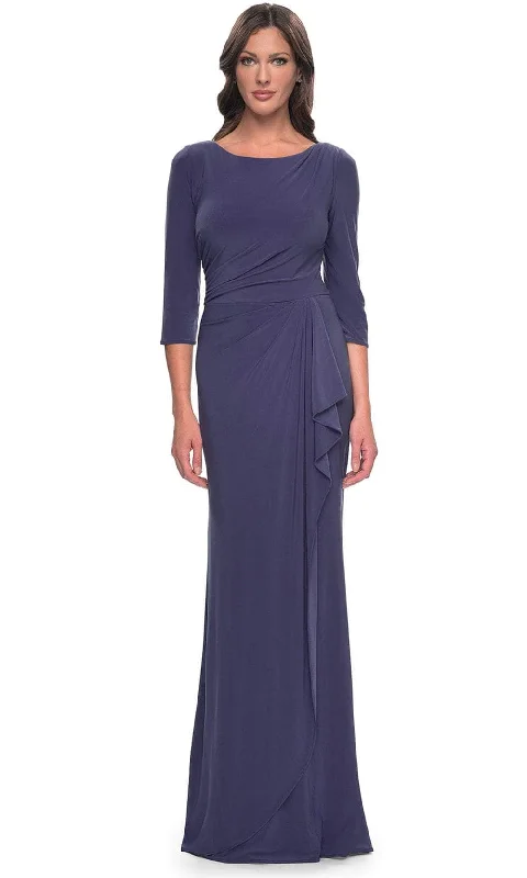 women's velvet dressesLa Femme 30814SC - Jersey Quarter Sleeve Evening Dress