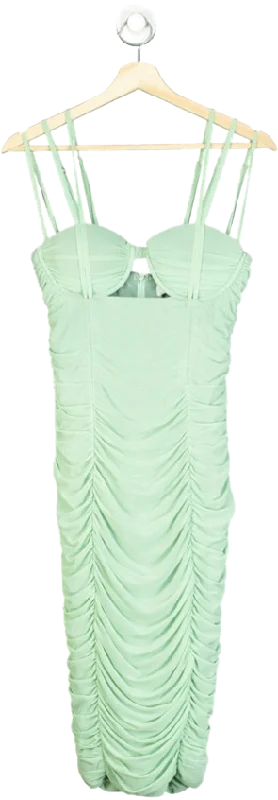 women's trendy dressesClub L Green Strappy Ruched Detail Midi Dress UK 8