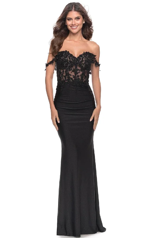 women's off-the-shoulder dressesLa Femme 31314 - Sweetheart Trumpet Evening Gown