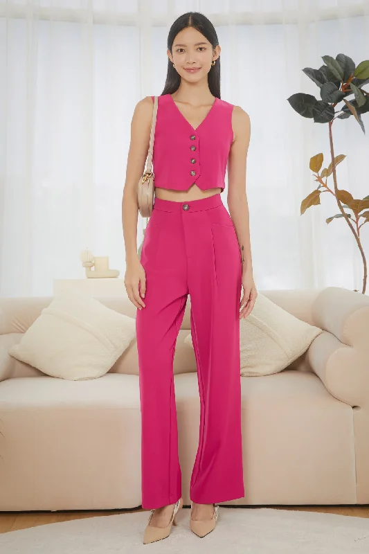 women's high-waisted skirtsCarter Straight-Leg Pants in Fuchsia