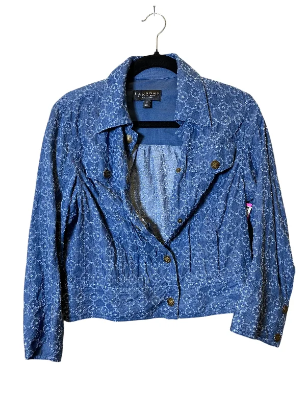 women's coats with sheer overlaysJacket Shirt By Laundry In Blue, Size: M