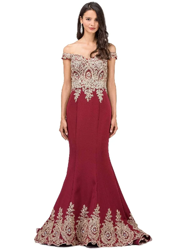 women's vintage dressesDancing Queen 9946 - Off Shoulder Embellished Evening Gown