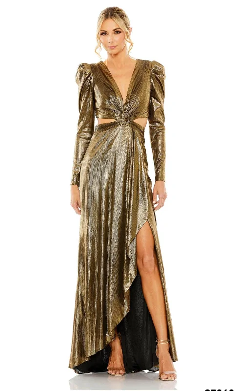 women's luxury dressesMac Duggal 27060 - Metallic Cutout V-neck Evening Gown