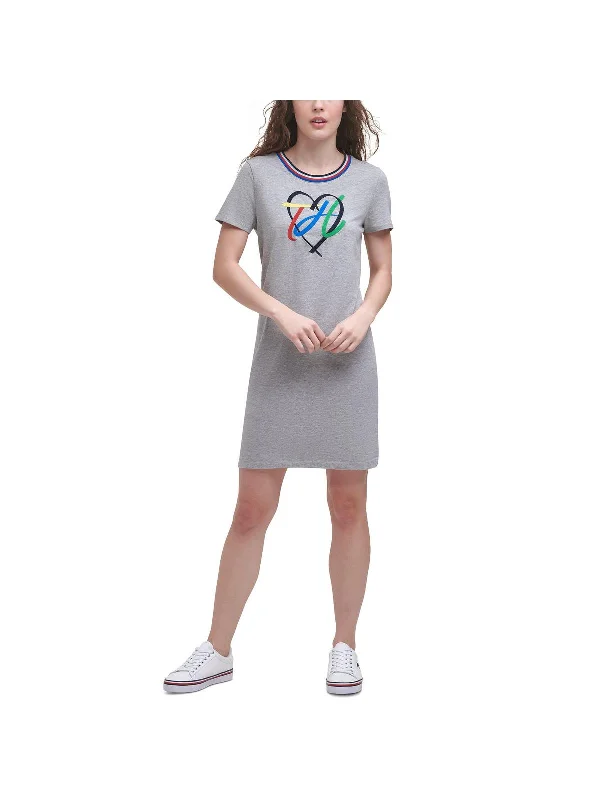 women's pear-shaped body dressesWomens Graphic Mini T-Shirt Dress