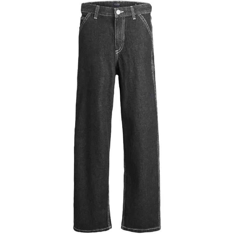 women's denim jeans with leather back pocketsJack & Jones Junior Black Denim Ialex Carpenter Jeans 056