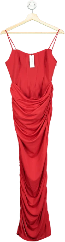 women's luxury dressesKaren Millen Red Premium Viscose Jersey Corset Midi Dress XS