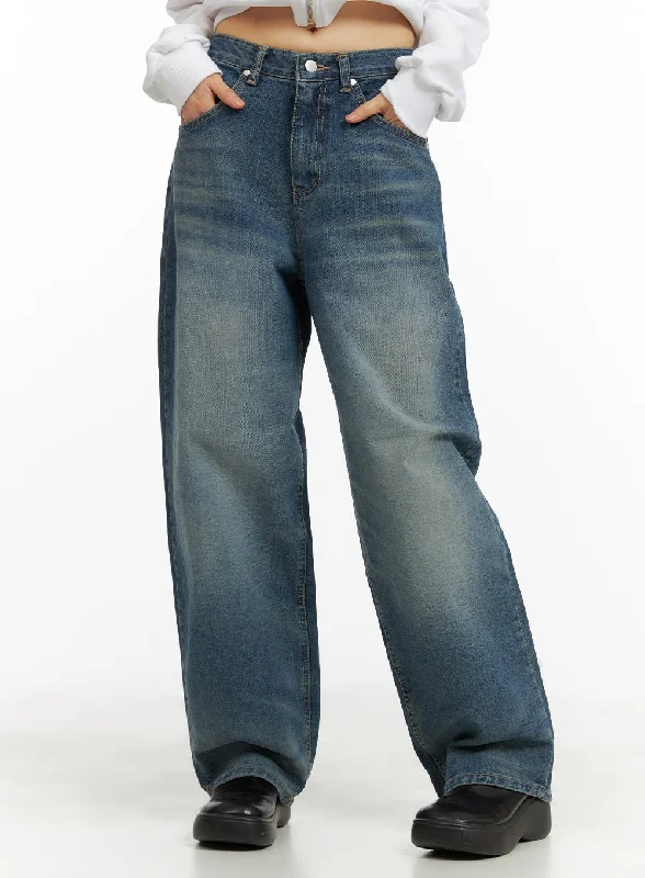 women's denim jeans for springWashed Wide Leg Jeans CA419