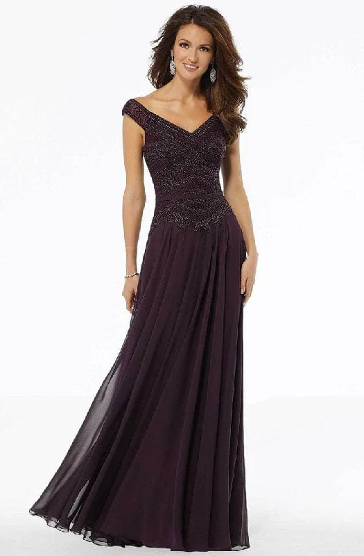 women's bespoke dressesMGNY By Mori Lee - 72134SC Embellished V-neck Evening Gown