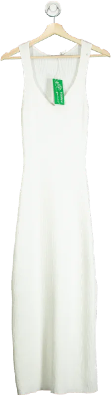 women's satin dressesNA-KD White Fine Knitted Scoop Neck Midi Dress UK S