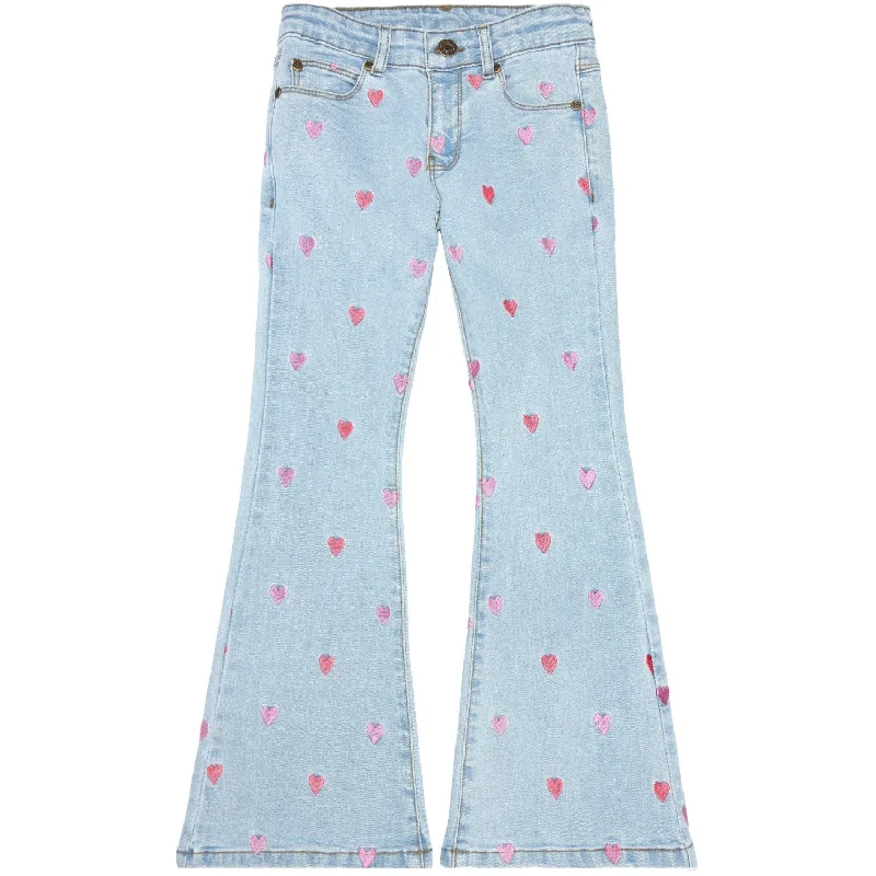 women's faded denim jeansThe New Light Blue Denim Laflared Embroidery Jeans