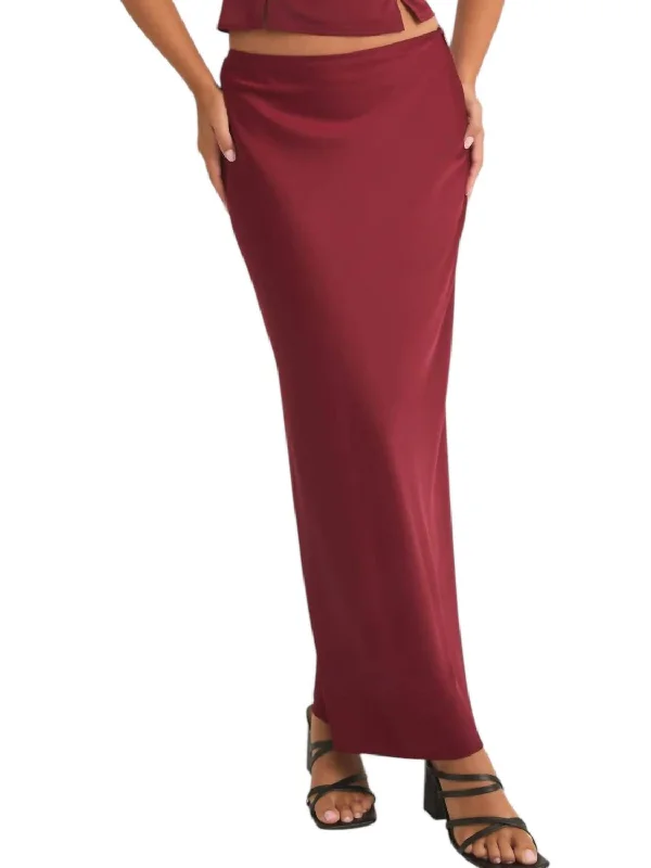 women's wool pencil skirts for winter formal eventsSatin Maxi Skirt In Red