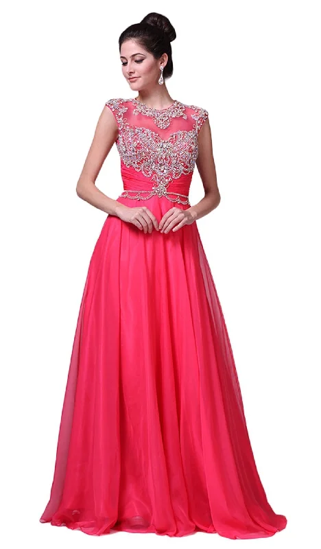 women's hourglass figure dressesCinderella Divine - Crystal Embellished Ruched Evening Gown