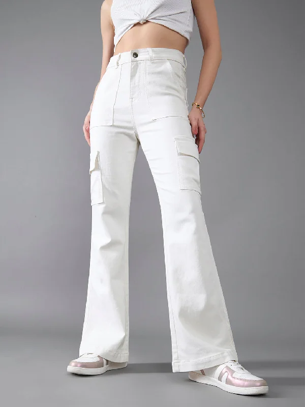 women's denim jeans for a flattering silhouetteCHASEstretch™ Women's White Wide Leg High Rise Denim Jeans