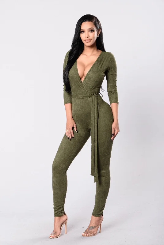 women's retro jumpsuitsLooking For A Reaction Jumpsuit - Olive