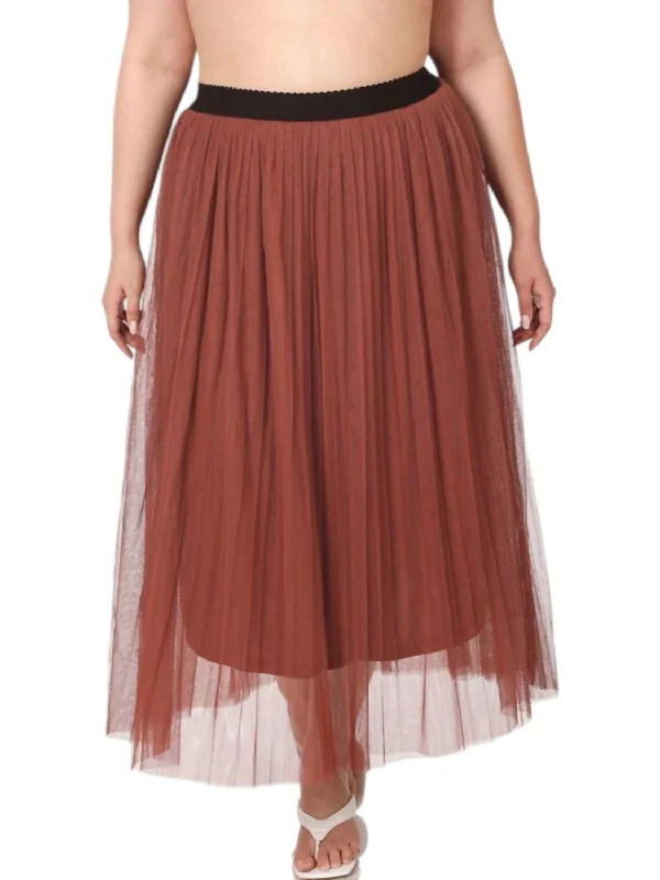 women's mini skirtsPleaded Tulle Skirt - Plus In Brick