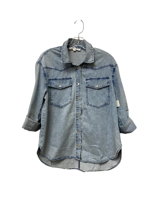 parkas for womenJacket Shirt By Jane And Delancey In Blue Denim, Size: S