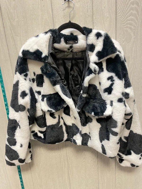 women's trench coatsJacket Faux Fur & Sherpa By Shein In Animal Print, Size: 1x