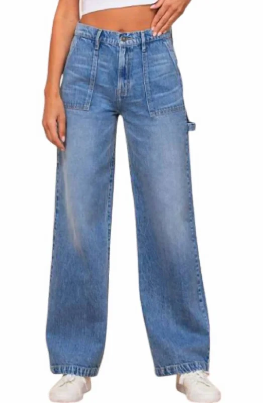 women's skinny denim jeansCarpenter High Rise Wide Leg Dad Jeans In Denim Blue