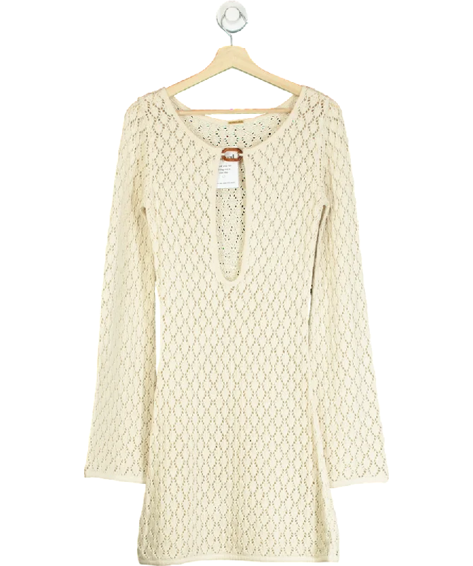 women's retro dressesAway That Day Beige Bimini Crochet Dress UK XS/S