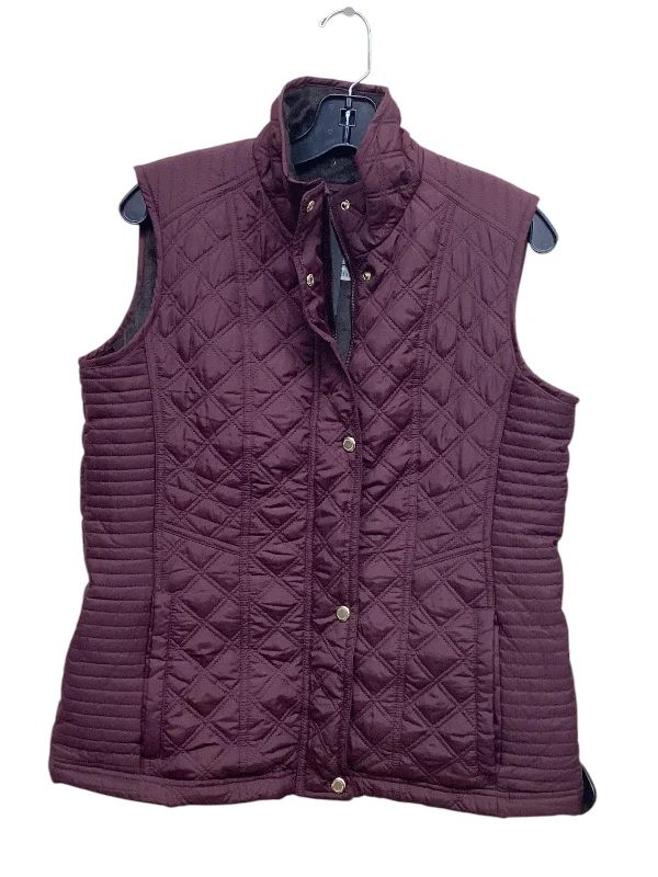 women's coats with geometric patternsVest Puffer & Quilted By Weatherproof In Maroon, Size: M