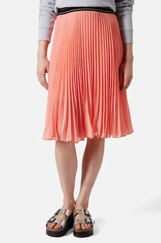 women's button-down skirtsPleated Midi Skirt In Orange