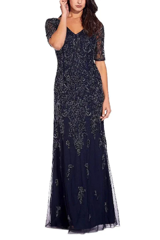 women's retro dressesAdrianna Papell AP1E206462 P - Short Sleeve Beaded Evening Dress