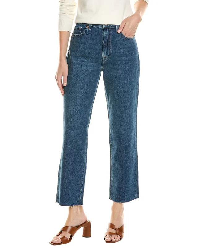 women's elastic waist pants7 For All Mankind Logan Bluebell Stovepipe Jean