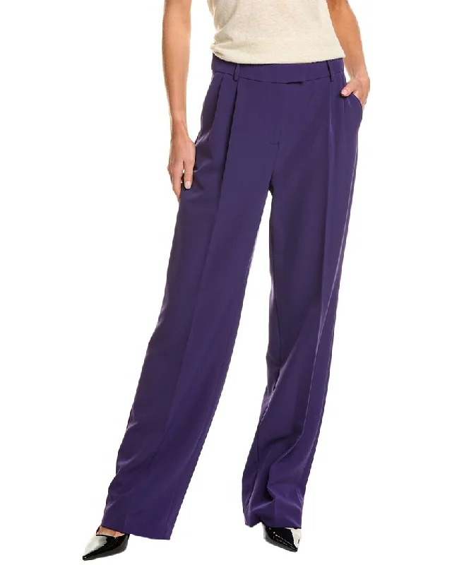 women's polyester pantsBCBGMAXAZRIA Pleated Straight Leg Pant