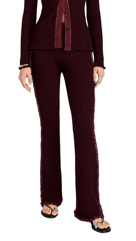 women's skiing pantsClare Thermal Knit Pants In Burgundy