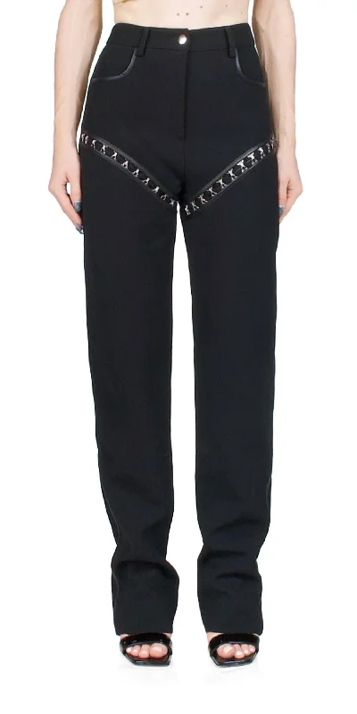 women's moisture-wicking pantsHook Straight Leg Trousers In Black