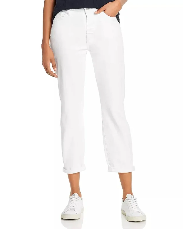 women's floral pantsJosefina High Rise Ankle Boyfriend Jeans In White