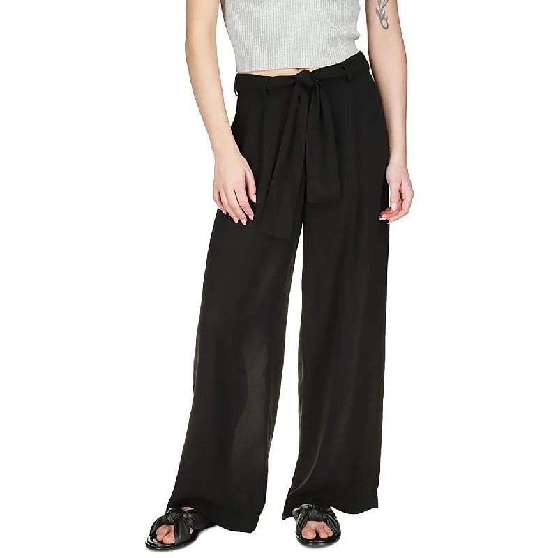 women's mid-rise pantsPetites Womens Sheer Crepe Wide Leg Pants